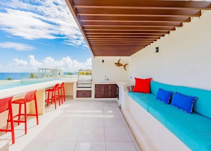 Tortuga Azul Private Terrace Rooftop Pool W Bbq Access 11 Pools Free Club * Akumal