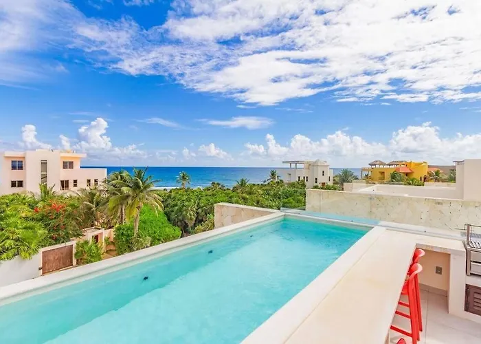 Tortuga Azul Private Terrace Rooftop Pool W Bbq Access 11 Pools Free Club Apartamento Akumal